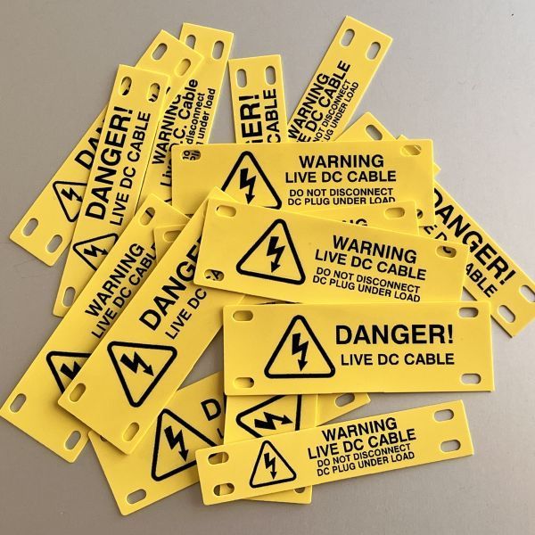 pvc brake hose labels printed to order with logos and text by Identimark