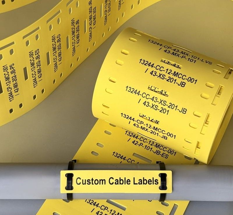 carrier cable labels printed by Identimark in a range of colours and text