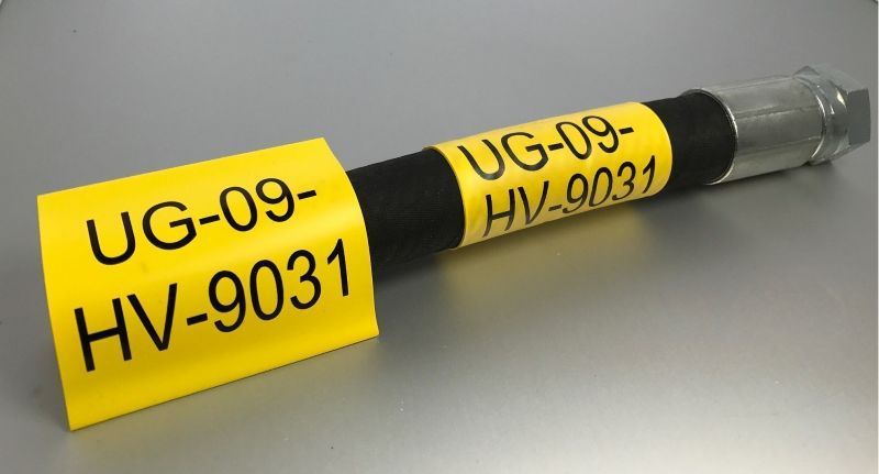 Heatshrink yellow label printed by identimark