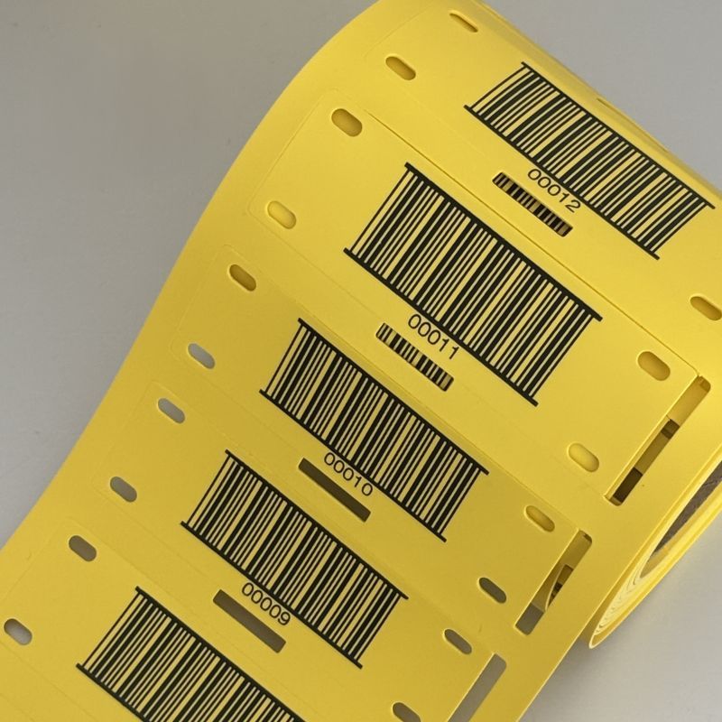 Tie on cable labels bar codes