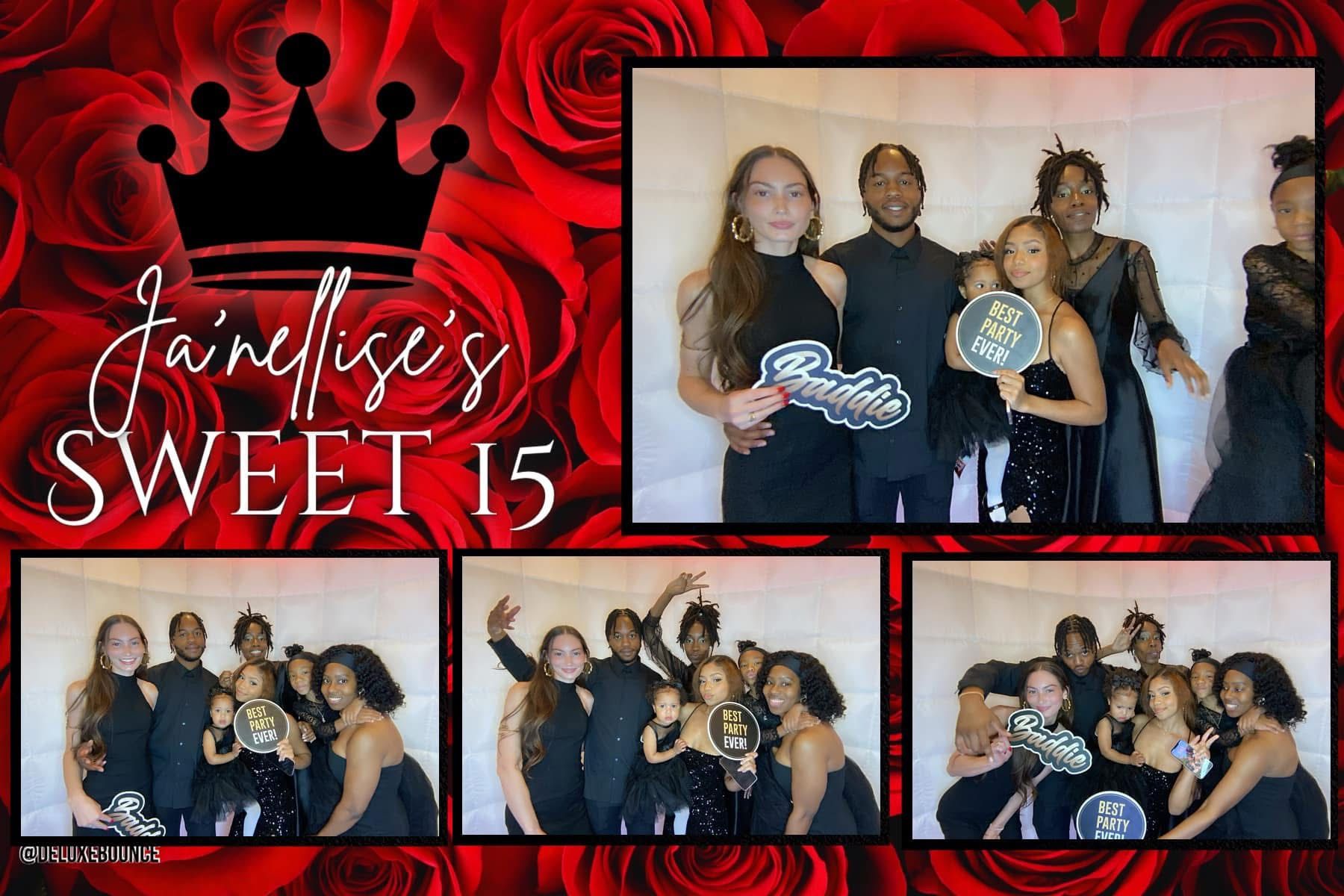 A group of people are posing for a picture in a photo booth.