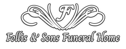 Logo of Follis & Sons Funeral Home; ornate script above text.