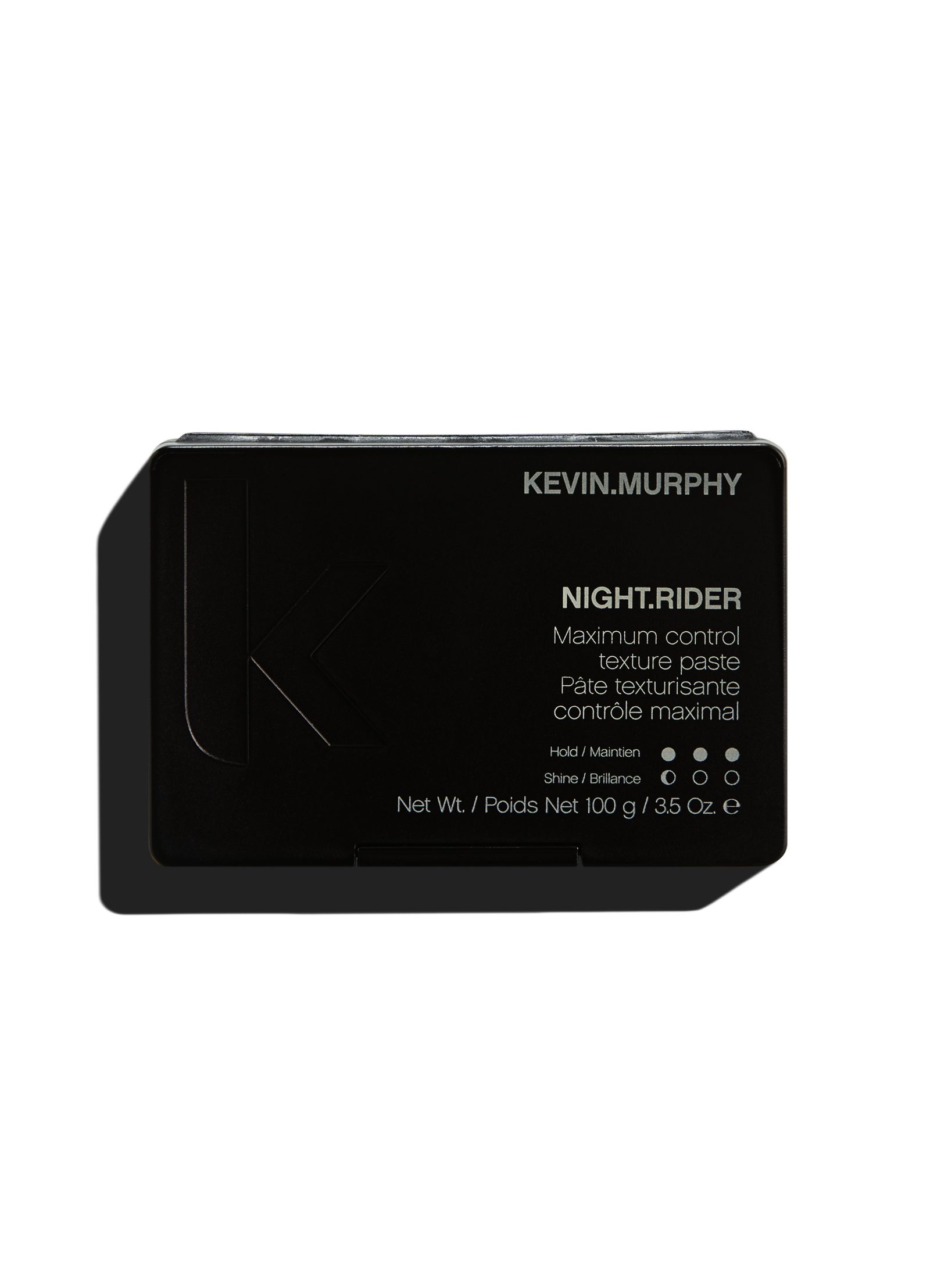 Black rectangular Kevin.Murphy NIGHT.RIDER styling paste container.