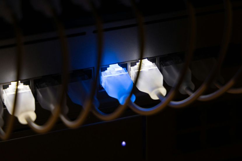 Neatly dressed patch panel inside an IDF rack