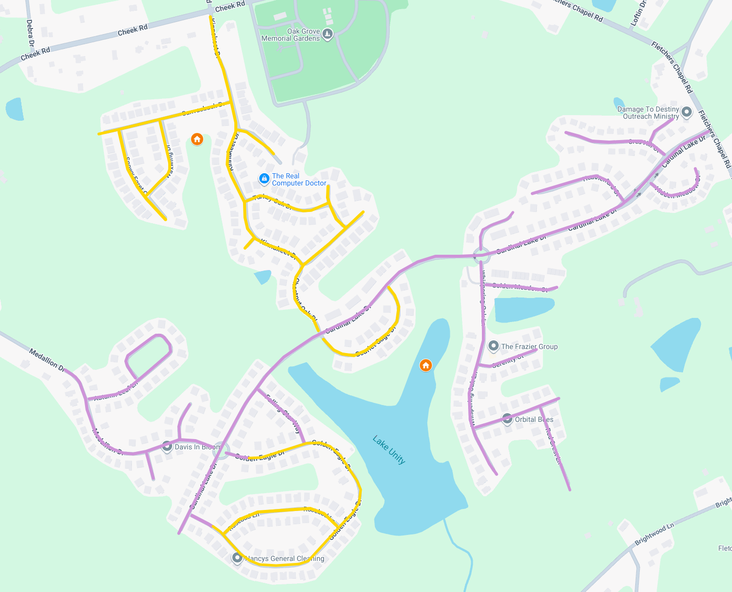 Cardinal Lakes and Cardinal Oaks neighborhood map