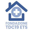 un logo per la fondazione tdc19 ets con una casa e una croce .