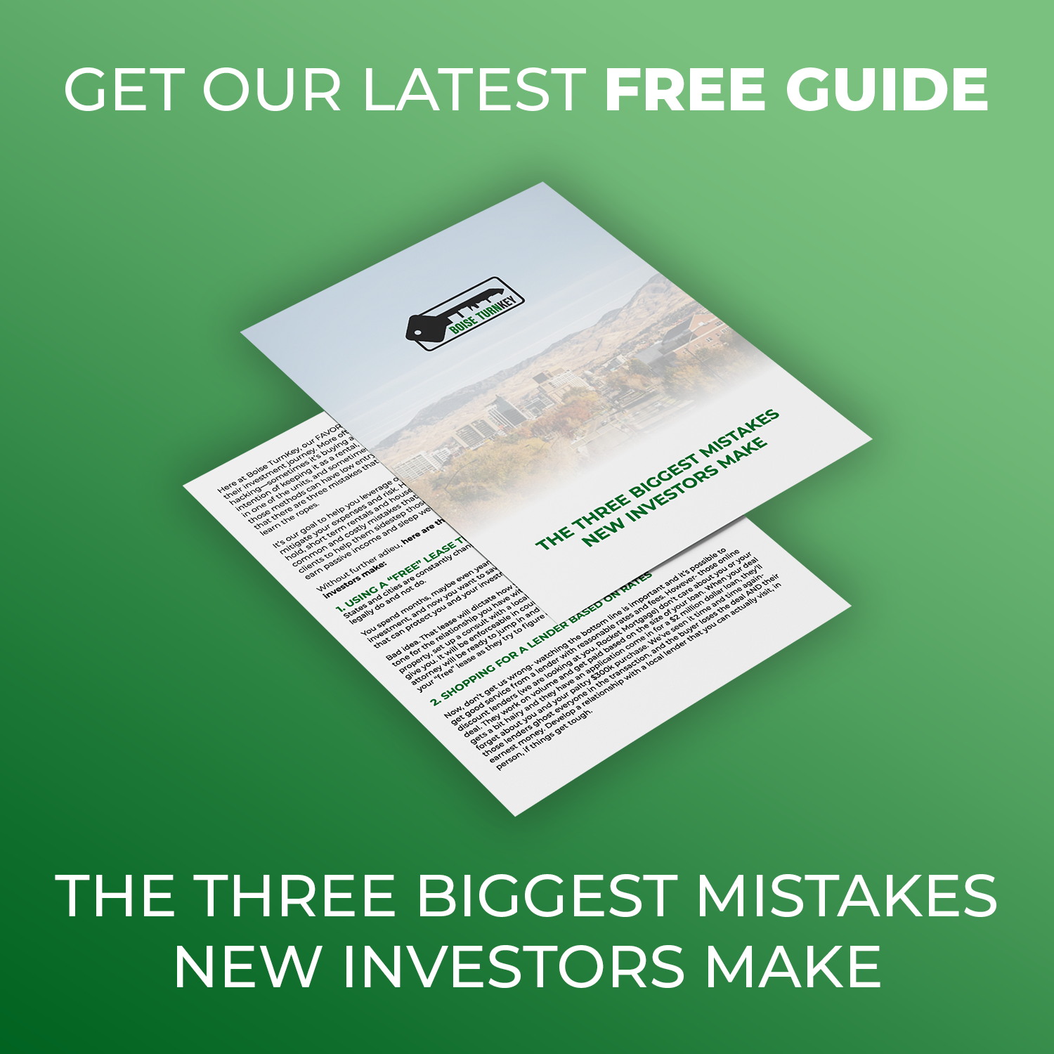 An advertisement for the three biggest mistakes new investors make