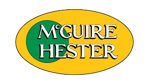 A yellow and green logo for mcguire hester