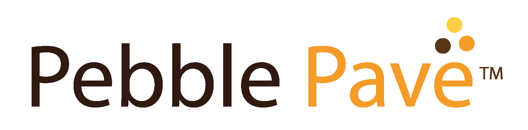 Logo for Pebble Pave with text and a cluster of dots.