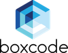 Blue, geometric cube logo for