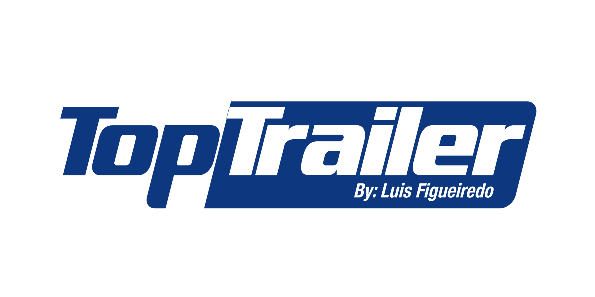 Logo for TopTrailer, blue text with white accent, with