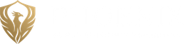 Gold shield logo with a stylized lion head on a white background