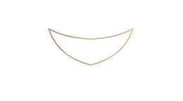 Simple gold outline of a curved smile shape on a white background