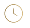 Gold clock icon with simple circular outline and hands at 12:00