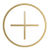 Gold circle with a centered plus sign icon on a white background