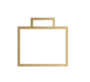 Gold outlined briefcase icon on a white background