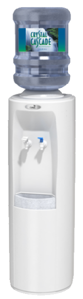 A 5 Gallon Jug of Water on top of a dispenser