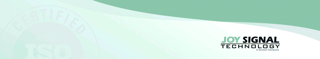 A banner featuring the Joy Signal Technology logo on a light green and white wave background.