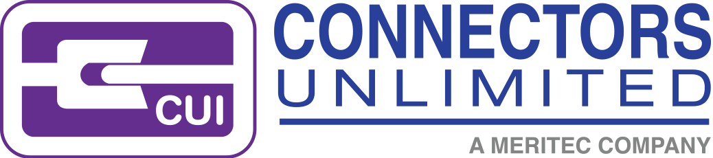 Logo for Connectors Unlimited, featuring a purple CUI icon next to the blue company name and