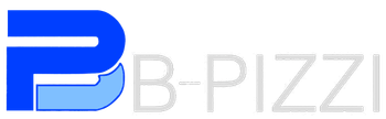 Logo “B-PIZZI” blu e grigio con un’icona B stilizzata blu