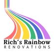 The logo for rich 's rainbow renovations shows a rainbow