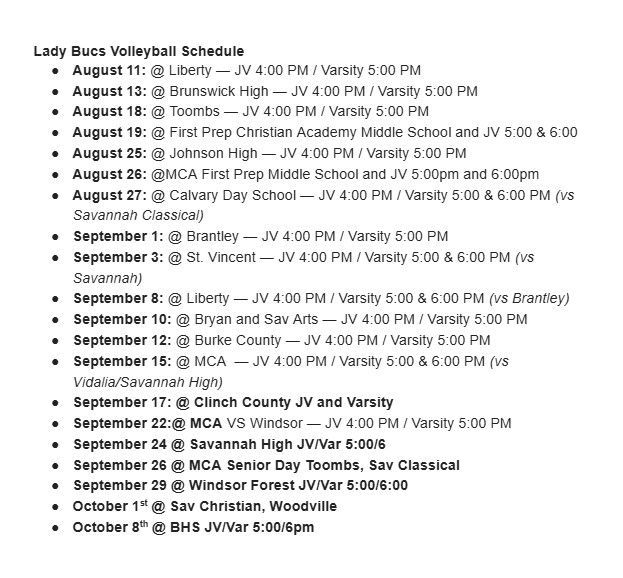 a volleyball schedule for mcintosh county academy