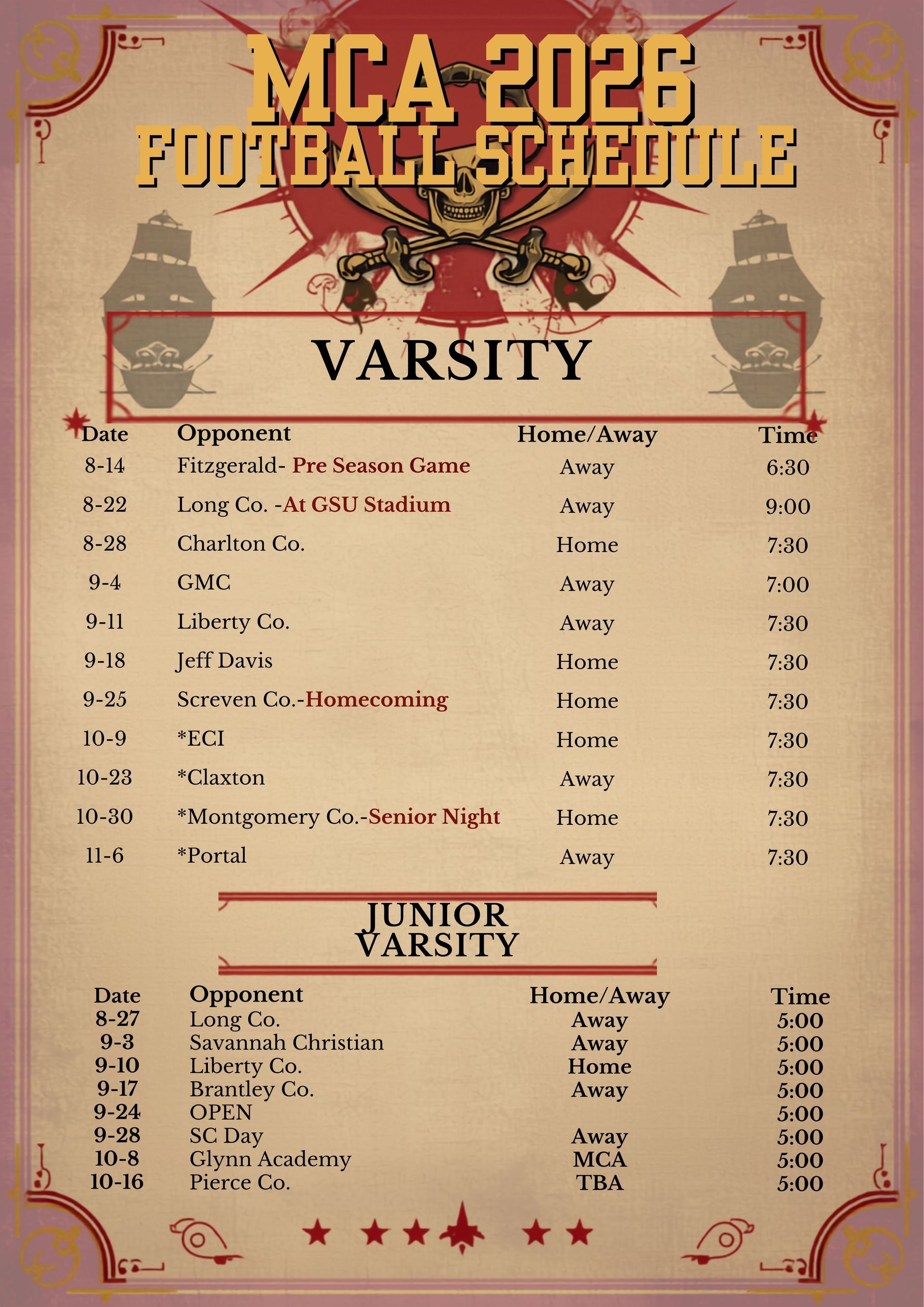 a schedule for the tampa bay buccaneers football team