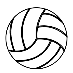 a black and white drawing of a volleyball on a white background .