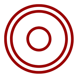 a red circle with a white circle in the middle on a white background .