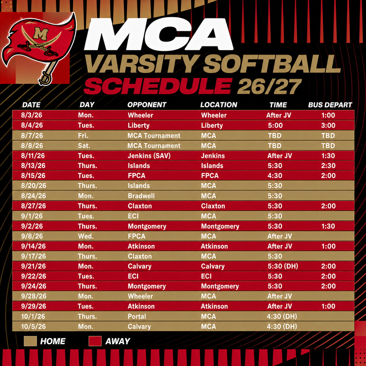 a baseball schedule for the buccaneers is shown on a white background .