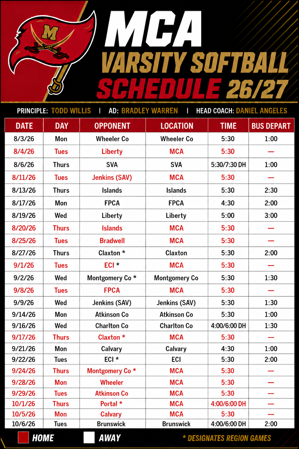 a baseball schedule for the buccaneers is shown on a white background .