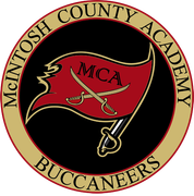 a logo for mcintosh county academy buccaneers