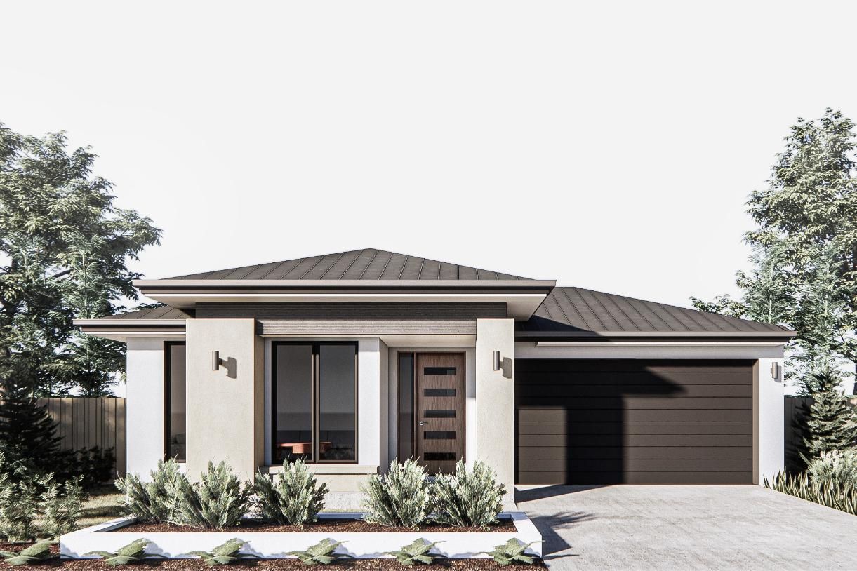 The Front of A House with A Garage and A Black Roof — Clearspan Builders In Queanbeyan East, NSW