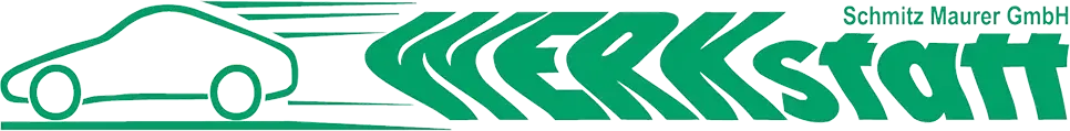 Grünes Logo mit einer Autokontur und dem Wort „WERKstatt“.