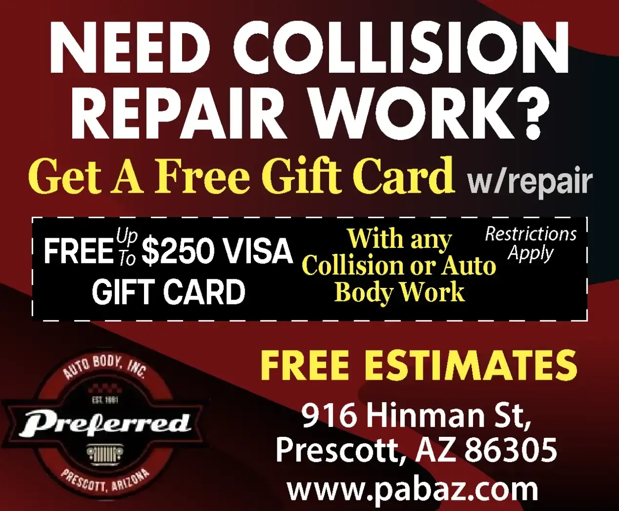 collision repair coupon for gift card
