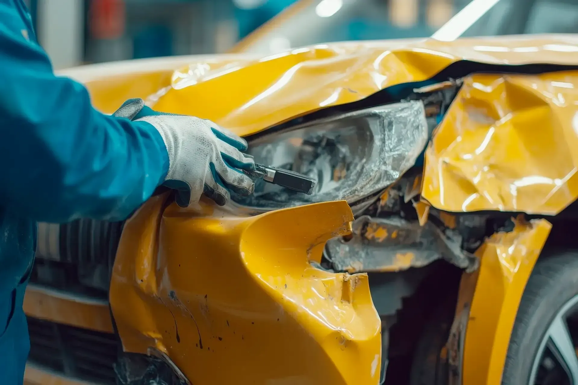 expert collision repair in process