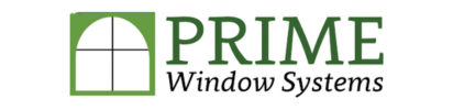 Logo for Prime Window Systems: green square with a window graphic and the word 
