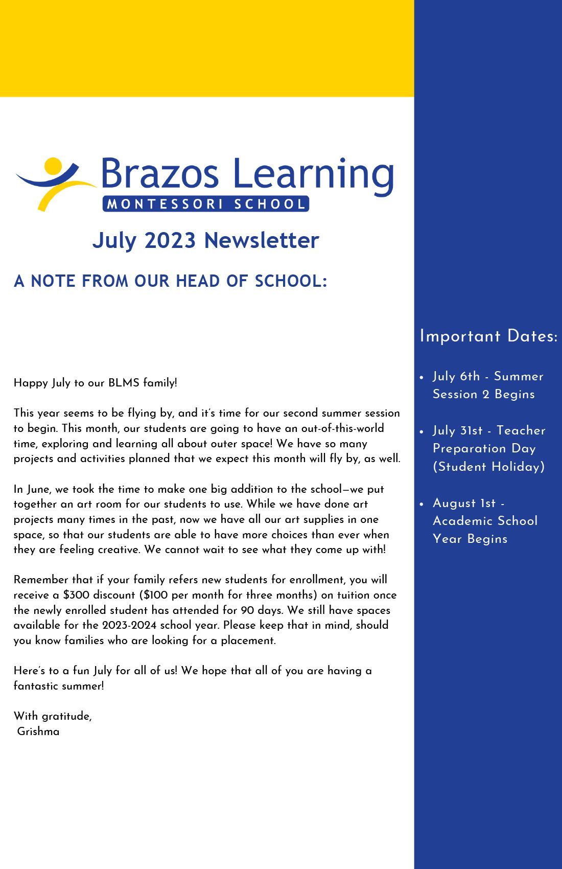 July 2023 Newsletter