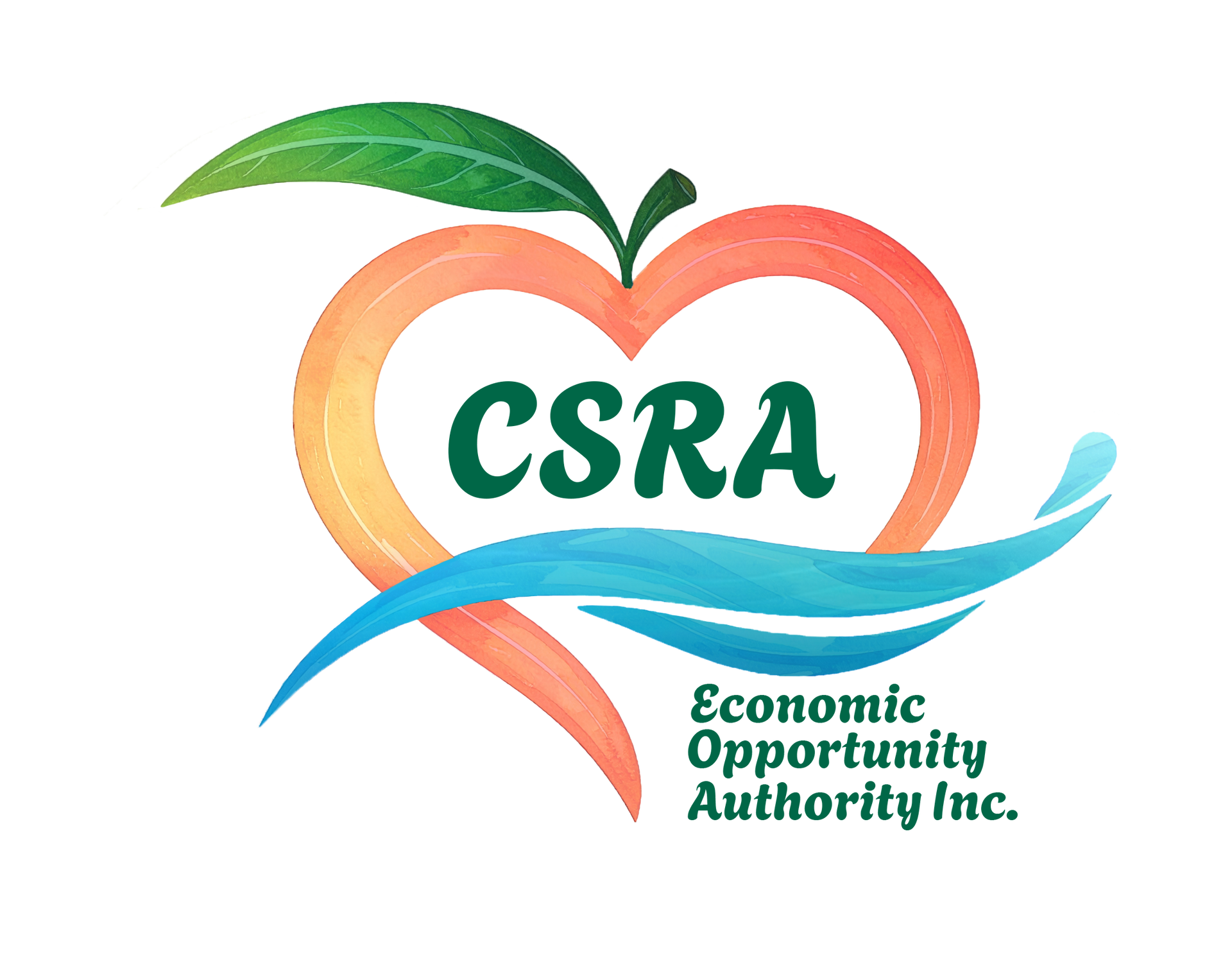 CSRA Economic Opportunity Authority Inc. logo with green leaf and multicolor heart swoosh
