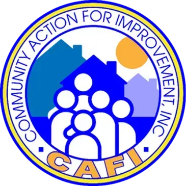 Community Action for Improvement, Inc. CAFI logo with blue house and people icon in a circular seal