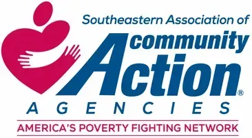 Southeastern Association of Community Action Agencies logo with pink hands-heart icon and blue/red text