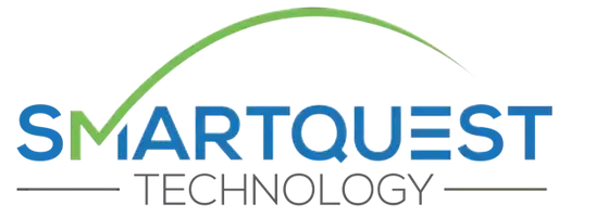 SMARTQUEST Technology logo with blue and green text and a green arc above