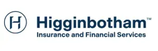 Higginbotham Insurance and Financial Services logo in blue with circular H icon on white background