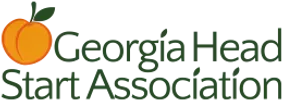 Georgia Head Start Association logo with orange peach icon and green text