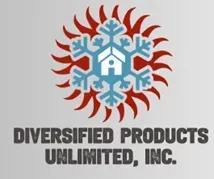 Logo with red sun and blue snowflake around a house icon, above “DIVERSIFIED PRODUCTS UNLIMITED, INC.”