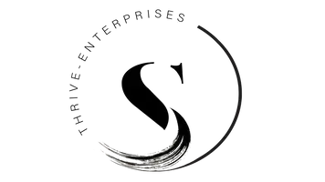 Thrive Enterprises logo with stylized black “S” and circular text on a white background