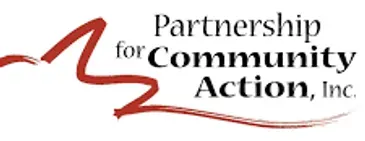 Partnership for Community Action, Inc. logo with red swoosh and black text
