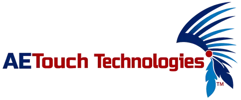 AETouch Technologies logo in red and blue with a stylized wing graphic