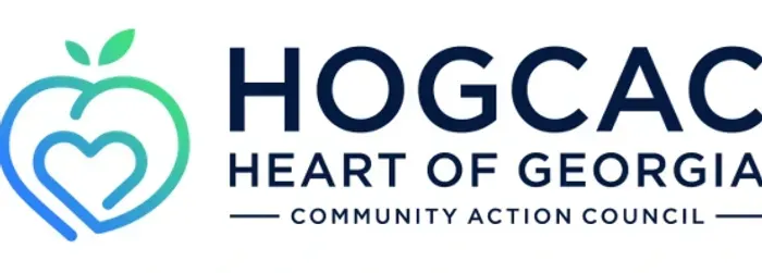 HOGCAC Heart of Community Action Council logo with teal heart and leaf icon, navy text on white background