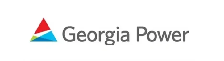 Georgia Power logo with a multicolored triangular icon and gray text on a white background
